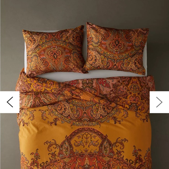 Urban Outfitters Deja Paisley Patterned Orange Duvet Cover - Picture 2 of 5